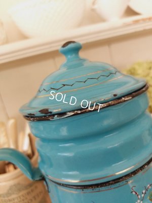 画像12: アンティークホーロー手描き朝顔柄ポット