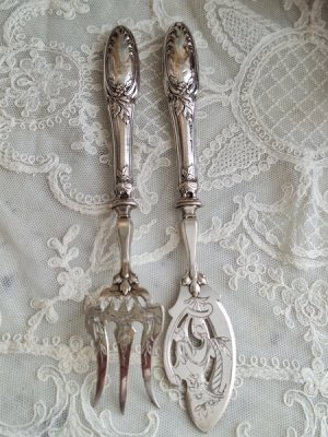 画像2: アンティークサービングフィッシュナイフセット