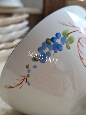 画像11: アンティーク手描き花柄カフェオレボウル