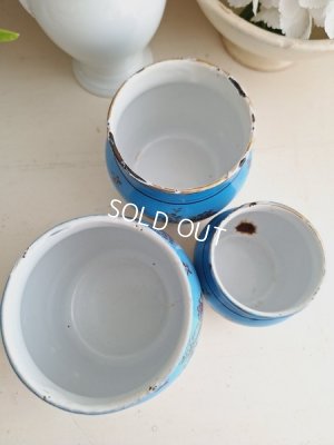 画像13: アンティークブルーキャニスター3個セット