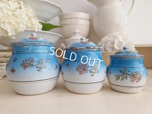 画像15: アンティークブルーキャニスター3個セット