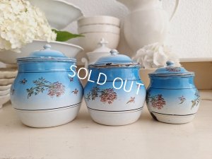 画像16: アンティークブルーキャニスター3個セット