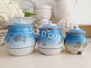 画像17: アンティークブルーキャニスター3個セット