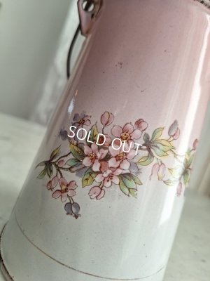 画像2: ホーローピンク花柄ミルクキャリー