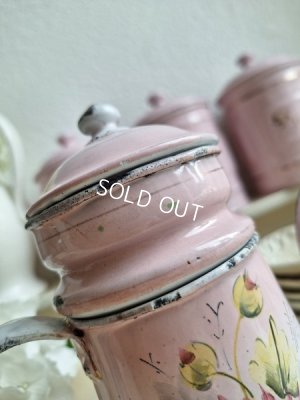 画像8: ホーローピンク花柄コーヒーポット