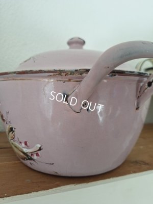 画像17: アンティークホーロー手描きキャセロール