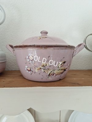 画像16: アンティークホーロー手描きキャセロール