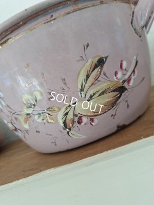 画像10: アンティークホーロー手描きキャセロール