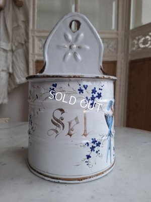 画像6: アンティークホーロー小鳥柄セル缶