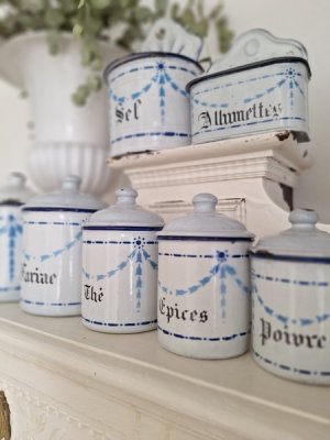 画像20: アンティークホーローキャニスター&セル缶、アリュメット缶