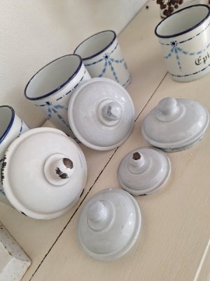 画像14: アンティークホーローキャニスター&セル缶、アリュメット缶