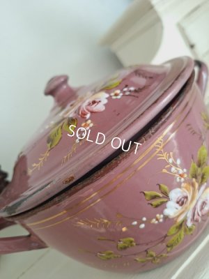 画像15: アンティークホーロー手描きキャセロール