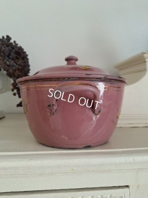 画像8: アンティークホーロー手描きキャセロール