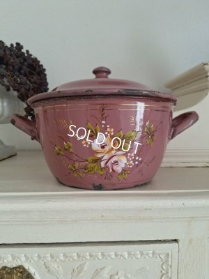 画像2: アンティークホーロー手描きキャセロール