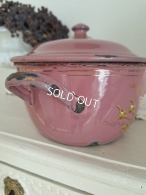 画像16: アンティークホーロー手描きキャセロール