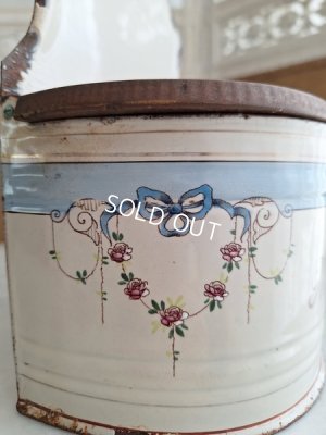 画像2: アンティークホーローフラワー缶