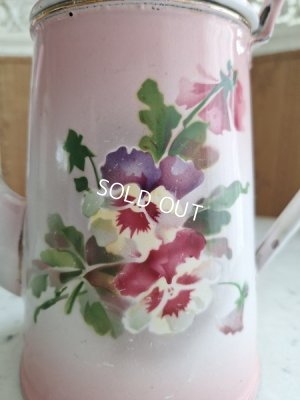 画像2: アンティークホーロー花柄ポット