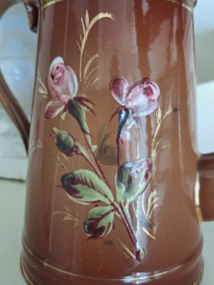 画像6: ホーロー手描きローズ柄コーヒーポット