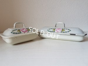 画像2: ホーローローズと勿忘草柄ソープディッシュセット