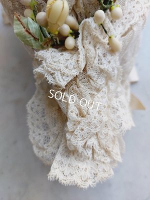 画像10: アンティークワックスオーナメント付きレースポーチ