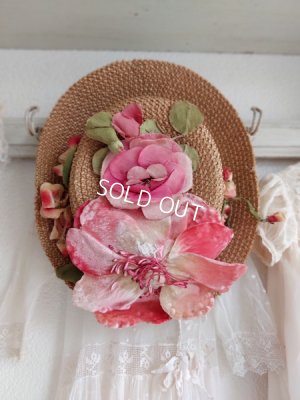 画像13: アンティーク布花ストローハット