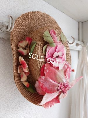 画像5: アンティーク布花ストローハット