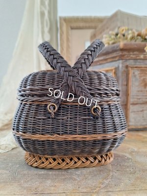 画像2: アンティーク小さなダブルハンドルバスケット