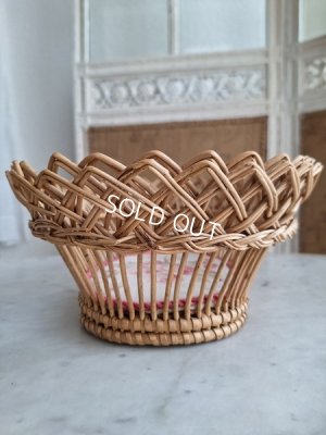 画像10: フレンチファブリック装飾アンティークバスケット