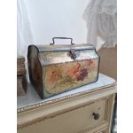 画像: アンティーク花柄ティンバスケット