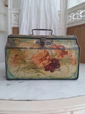 画像9: アンティーク花柄ティンバスケット