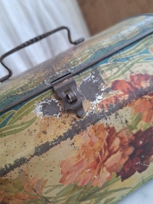 画像10: アンティーク花柄ティンバスケット