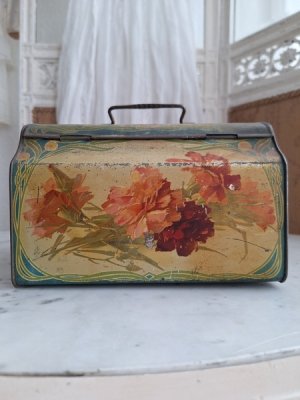 画像12: アンティーク花柄ティンバスケット