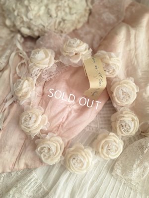 G：フランス　アンティーク　コミュニオン　布花　花冠　特大カニヴェ　リボン フランスアンティークHoly Card・カニヴェ P その他素材 cherir