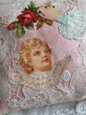 画像2: レースとクロモスラベンダークッション