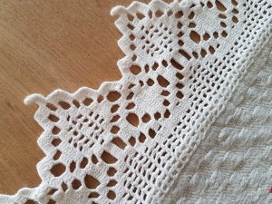 画像5: クロッシェ編みレース付きリネンクロス