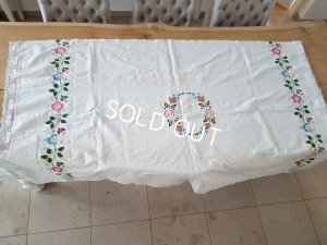 画像7: ハンガリアンリネン花柄刺繍テーブルクロス