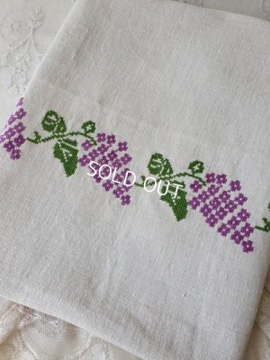 画像1: ハンガリアン花柄刺繍リネンクロス