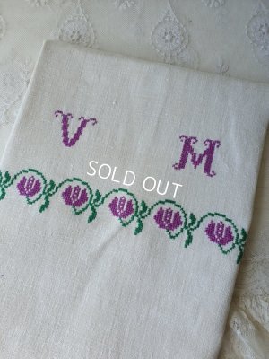 画像1: ハンガリアン花柄刺繍リネンバッグ