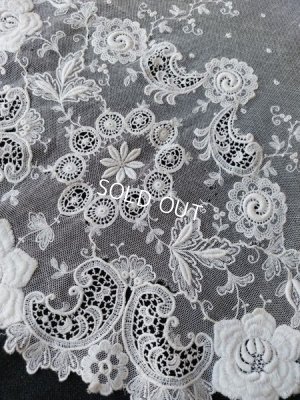 画像6: アンティーク刺繍レーススカーフ