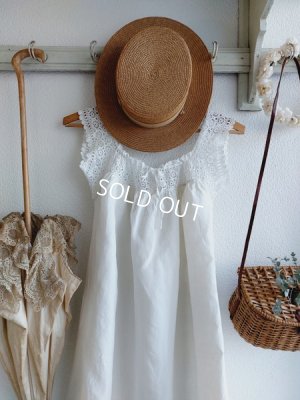 画像10: アンティークフィレレース装飾リネンドレス