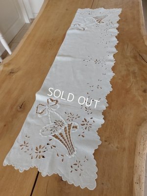 画像10: アンティーク花かご柄リネンカーテン