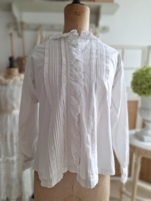 画像2: アンティークコットンリネンブラウス