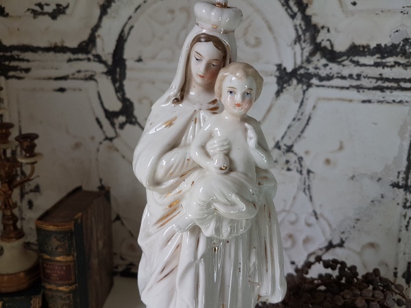 陶器製聖母子像 アンティークショップ